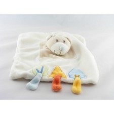 Doudou plat ours blanc beige
