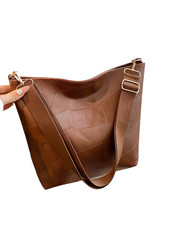 Sac à Main - Femme - Grande Capacité - Cuir - Marron - Bandoulière - Amovible