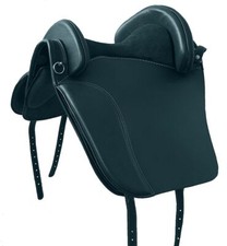 Selle espagnole sans arçon CATALANA noir, avec coutures blanches