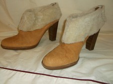 NWOB Womens Calvin Klein Pam Leather Chestnut Tan Ankle Boots Size 10 M