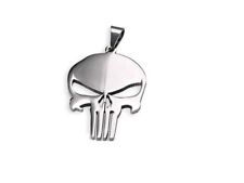 Pendentif crane acier collier tete de mort avec cordon noir steel skull necklace