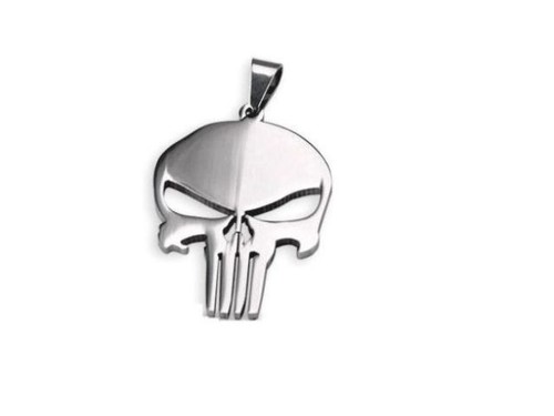 Pendentif crane acier collier