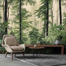 3.12x2.19m Décoration Murale Vert Forêt Botanique Photo Peint Jungle Dîner Pièce