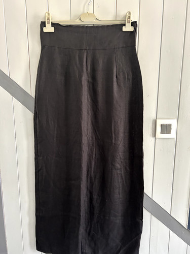 Jupe longue lin noir m - jupe,