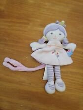 Doudou Sucre D'orge Poupée Fille Rose Violet Mauve Fleur Attache Tétine Rayé