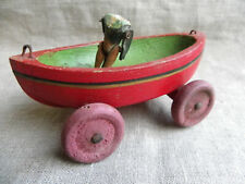 ANCIEN BATEAU CANOT EN BOIS À TIRER - À ROULETTES - MARIN - RADIGUET ? 1900