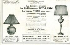 Publicité ancienne lampe Titus 1929 issue de magazine