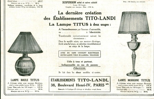 Publicité ancienne lampe