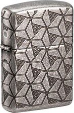 ZIPPO Briquet Armor Géométrique Étui En Argent Profondément Gravé 8 Faces