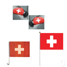 Pack Supporter Voiture Suisse 3 Accessoires Drapeau Chaussettes Rétro