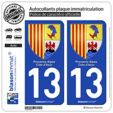 2 Stickers autocollant plaque immatriculation : 13 PACA - Armoiries