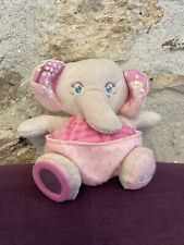 Doudou Peluche Chicco Éléphant Rose Beige Yeux Bleus Miroir Éveil Activités