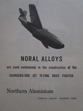 8/1947 PUB NORTHERN ALUMINIUM ALLOY SARO JET FLYING BOAT FIGHTER ORIGINAL AD