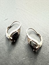 Ancienne Paire De Boucle D’oreille Pendante Argent Massif createur fleurie bleu