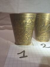 6 Tasses a Thé Ancienne en Laiton 6 Décor florales gravée à la main Vintage 