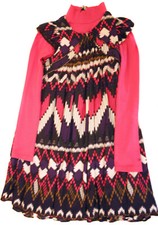 CATIMINI robe TRÈS BON ÉTAT 12 ans effet superposition motifs ethniques fille