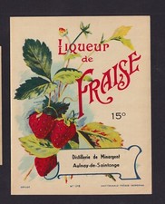 Ancienne étiquette   France   BN151093 Liqueur de  Fraise