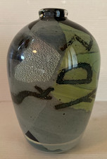 Vase verre épais à décor