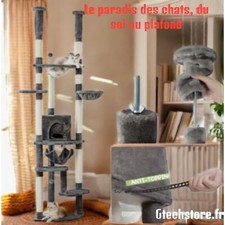 Arbre à Chat Réglable du Sol au Plafond, Tour pour Chat, Grande Maison de Jeu