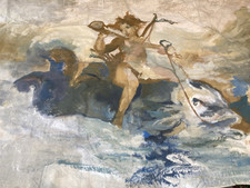 Très Grande Peinture Toile Tissu Décor De Théâtre ? Expressionniste 1950 Ange