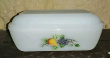 BUF1- Beurrier en verre opaque ARCOPAL VINTAGE fruits  poire raisin 