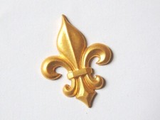 Ancien Ornement Applique fleurs de Lys métal doré restauration cadre meuble 3,7c