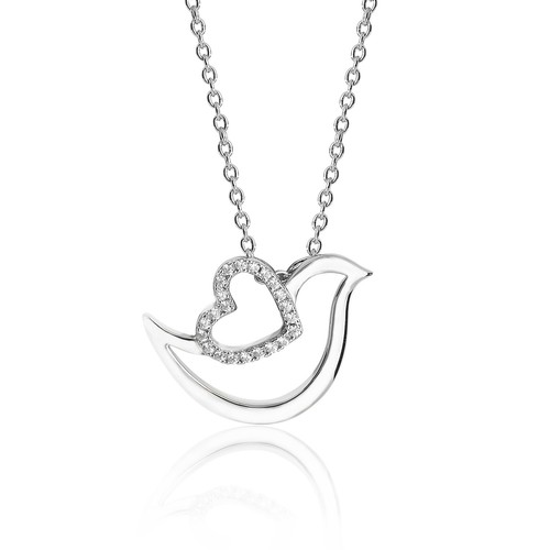 Pendentif colombe zircon - pendentif,