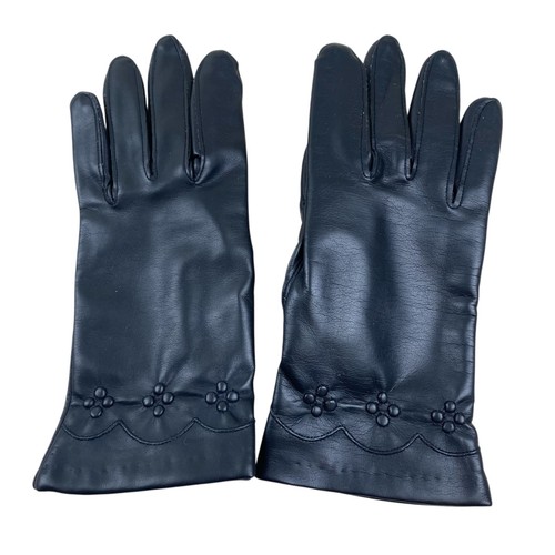 Gants cuir noir vintage - gants, en