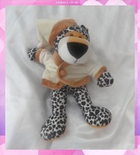 Peluche Guépard Panthère Veste Bonnet de Nuit Ecru Et Marron Crédit Agricole