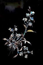 Vietnam - Panneau de laque de chine noire et incrustations de nacre - 60 x 40 cm