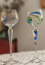 Deux verres à vin Paul Nagel – peints à la main – design unique