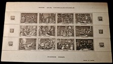 Plaquette De Timbre Aide Aux Intellectuels Paris 1943