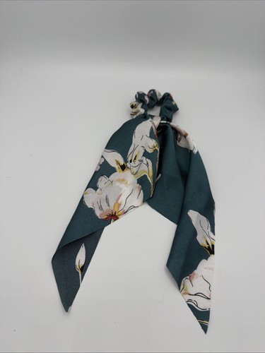 Chouchou foulard vert fleuri - foulard,