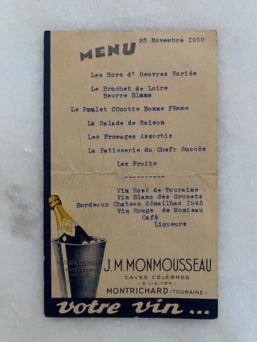 Ancien menu restaurant - , pub
