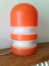 superbe lampe obus en verre orange et blanc années 1970 vintage design circa 