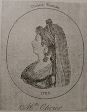 Gravure XIXe Mlle Olivier 1780 Théâtre Français Actrice Portrait Estampe 