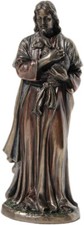 Jésus avec agneau (statue en bronze et résine moulé à froid 16 cm) NEUF
