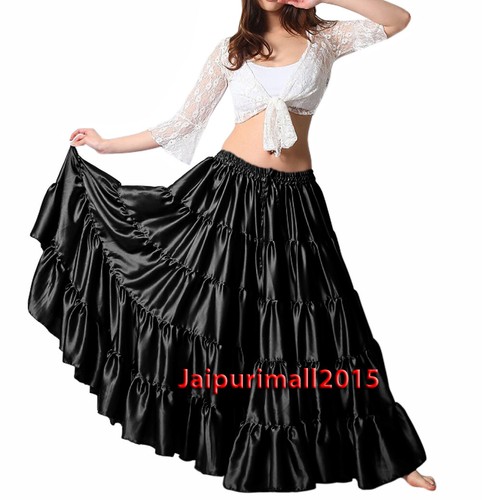 Black satin yard skirt - black,