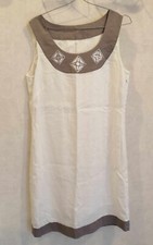 Robe blanche et grise en lin doublé T38 (2309023)