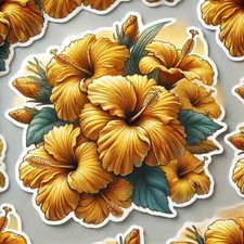 2 Autocollants hibiscus Tahiti