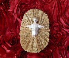 SANTON  JESUS POUR CRECHE SUR LIT DE PAILLE / NEUF