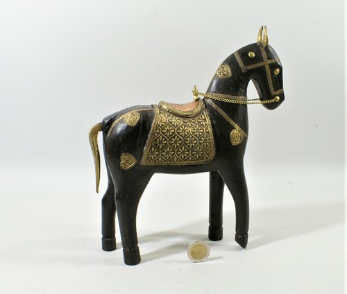 Cheval bois laiton inde - laiton,