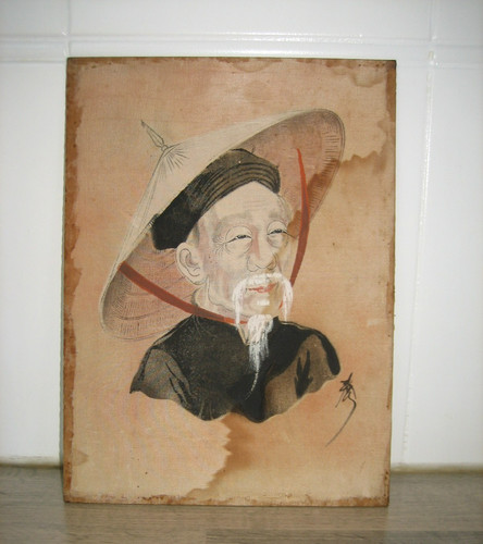 Ancienne peinture sur - sur, soie