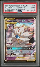 Carte Pokémon Solgaleo et Lunala GX 75/236 PSA 9 Eclipse Cosmique NEUVE