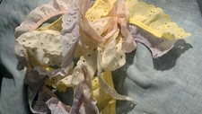 FOUR X 1 YARD EACH  COTTON EYELET LACE Pink Yellow Lavender & Ecru 1-1/4" wide