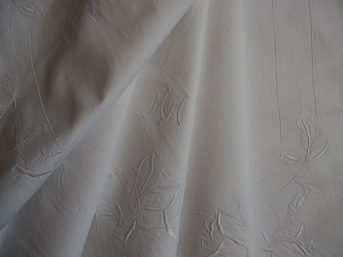 Drap ancien monogrammé - monogrammé, et