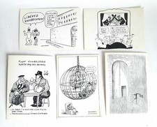 cartes postales procés KNOBELSPIESS - dessins de Cabu, Wolinski, Gébé ...
