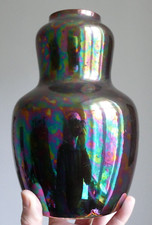 Sarreguemines Vase coloquinte lustre métallique iridescent Art Nouveau / Déco