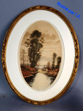 Cadre ancien ovale verre passe