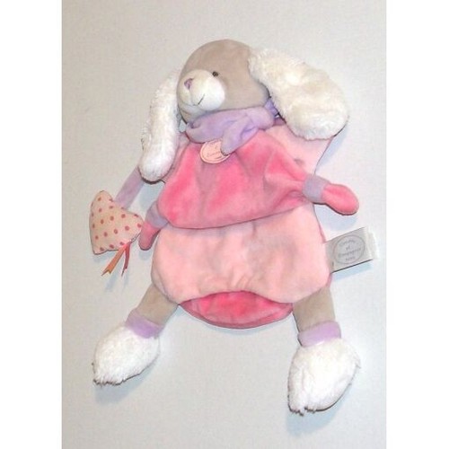 Doudou chien lapin rose - chien,
